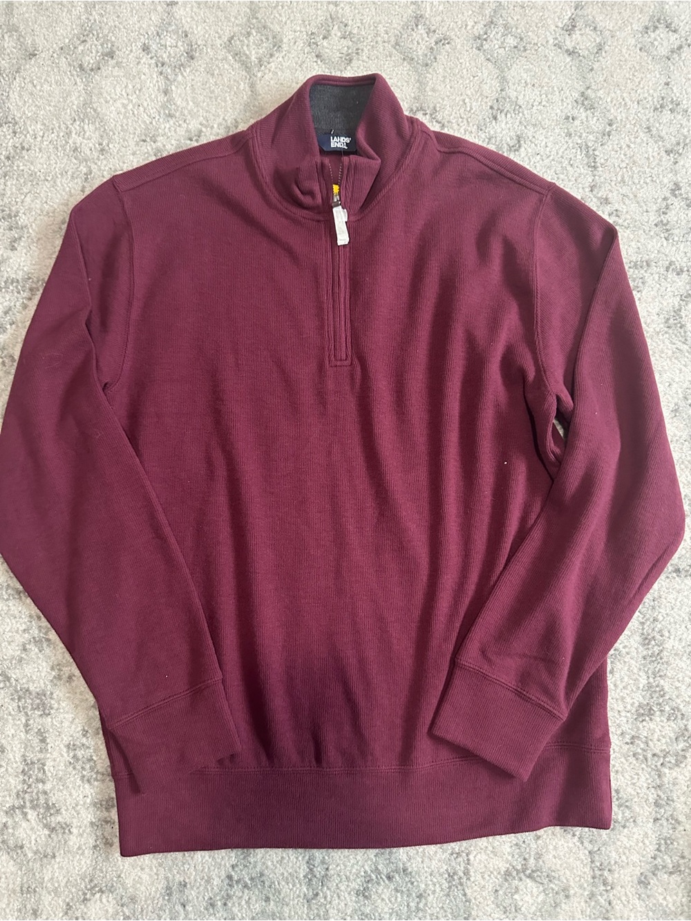 Lands' End Men's Burgundy Half-Zip Sweater - Size: Meidum